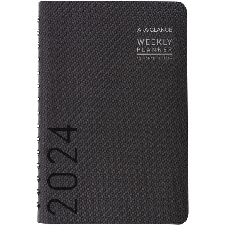 AT-A-GLANCE 2024 Weekly & Monthly Planner, 5" x 8", Small, Monthly Tabs, Pocket, Contemporary, Charcoal (70100X4524) 2024 Old Edition