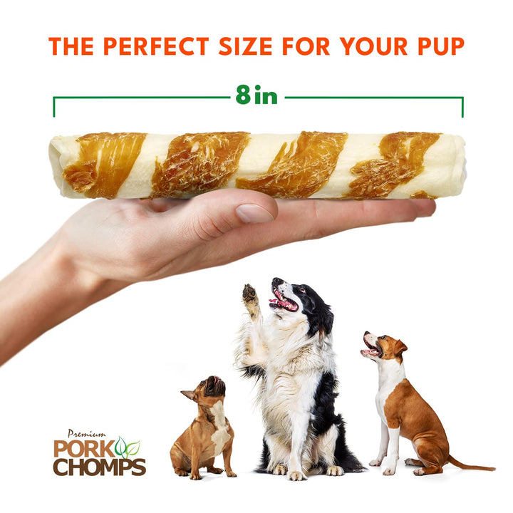 Pork Chomps Baked Pork Skin Dog Chews, 8-inch Rolls, 18 Count (Pack of 1) 18 Count (Pack of 1)