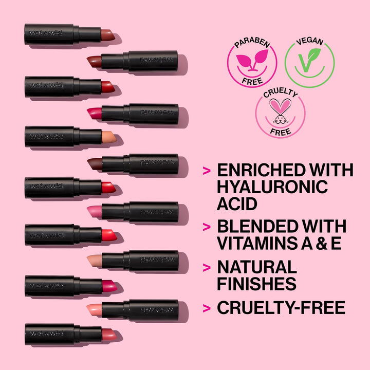 wet n wild Mega Last Matte Lip Color, Semi Matte Hyaluronic Acid Infused, Long Lasting Full Coverage for a Nourishing Pout, Cruelty-Free & Vegan - Wine Room