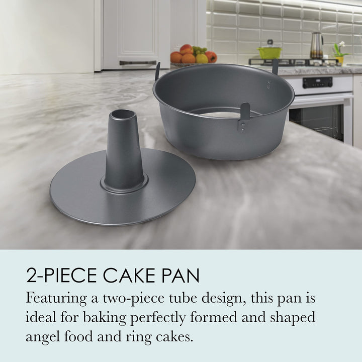 Chicago Metallic Professional 2-Piece 9.5-Inch Angel Food Cake Pan with Feet, 9.5 x 4