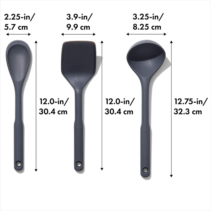 OXO Good Grips 3-Piece Silicone Utensil Set,Gray 3-Piece Set