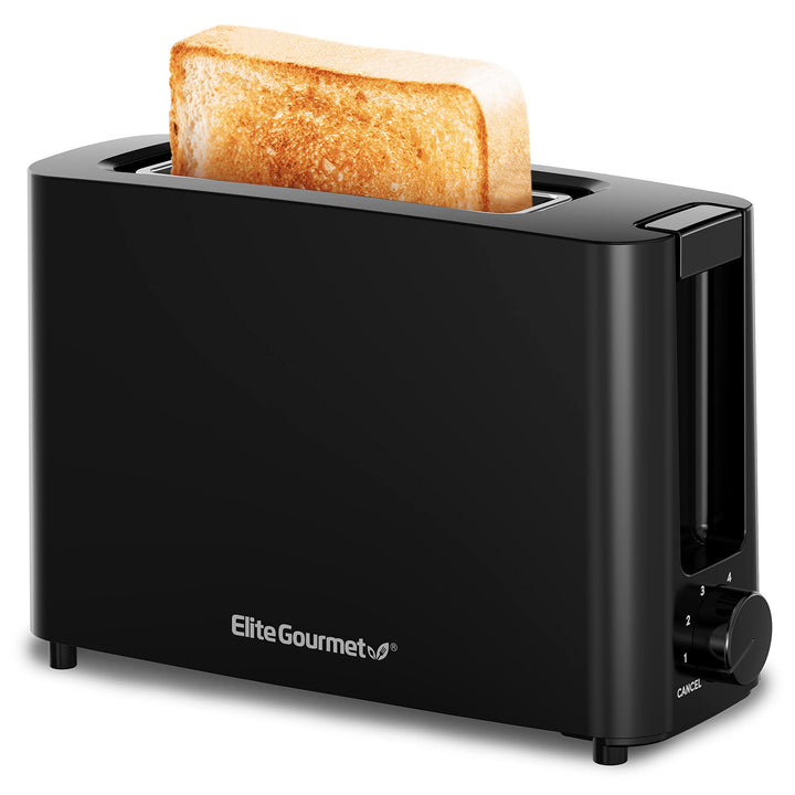 Elite Gourmet ECT118B Cool Touch Single Slice Toaster, 6 Toasting Levels & Wide Slot for Bagels, Waffles, Specialty Breads, Pastry, Snacks, Black 1 Slice