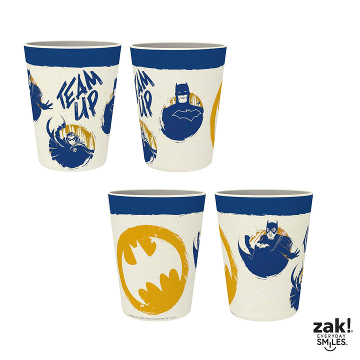 Zak Designs DC Comics Batman Kids Dinnerware Set 3 Pieces, Durable and Sustainable Melamine Bamboo Plate, Bowl, and Tumbler are Perfect For Dinner Time With Family (Batman, Robin, Batgirl) 8" Plate, 6" Bowl, 10oz Tumbler