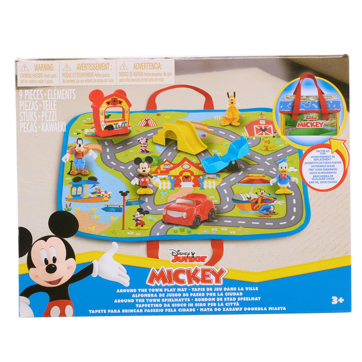 Disney Junior Mickey Mouse Around the Town Playmat, 9-piece Figures and Vehicle Playset, Officially Licensed Kids Toys for Ages 3 Up, Exclusive