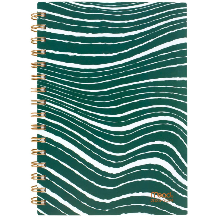 Mead 2023-2024 Academic Planner, Weekly & Monthly, 5-1/2" x 8-1/2", Small, Monthly Tabs, Flexible Cover, Artisan, Wave (1317W-200A) Small - Wave