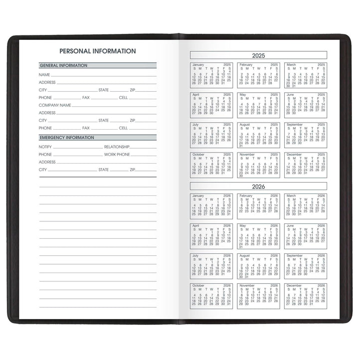 AT-A-GLANCE 2025-2026 Planner, 3-1/2" x 6", Pocket Size, 2 Year Monthly Planner, Black (700240525) 2025 New Edition Standard