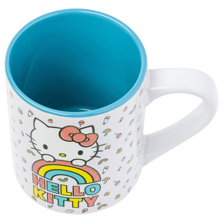 Silver Buffalo Sanrio Hello Kitty Rainbow Glitter Ceramic Mug, 14 Ounces Hello Kitty Pastel
