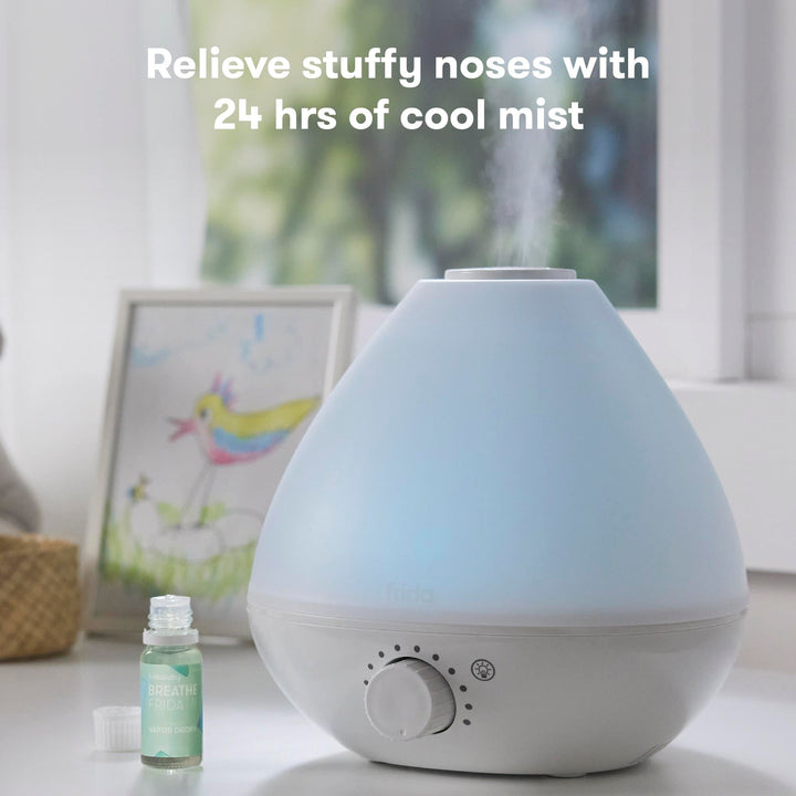 Frida Baby 3-in-1 Cool Mist Humidifier for Baby with Diffuser + Nightlight, Baby Humidifier for Bedroom, Nursery + Large Rooms, Quiet, Auto Shut Off, Runs +24hrs 0.5 Gallon Tank (1.9 Liter Tank)