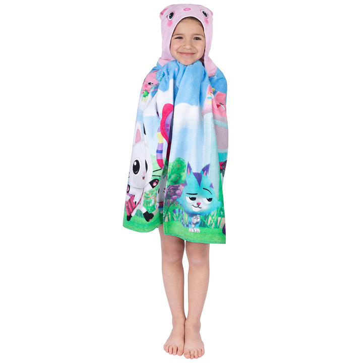 DreamWorks Gabby's Dollhouse Bath/Pool/Beach Soft Cotton Terry Hooded Towel Wrap, 24 in x 50 in, By Franco Kids Assorted