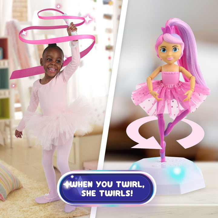 WowWee Twirl Along Dancing Doll, Lena Ballerina, with Wand and Light-Up Stage (Ages 3+)