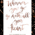 Wherever You Go, Go With All Your Heart 2019 Splendid Planner: Black Rose Gold 2019 Agenda Book Dated Weekly & Monthly Planner, 12 Months, January - December 2019