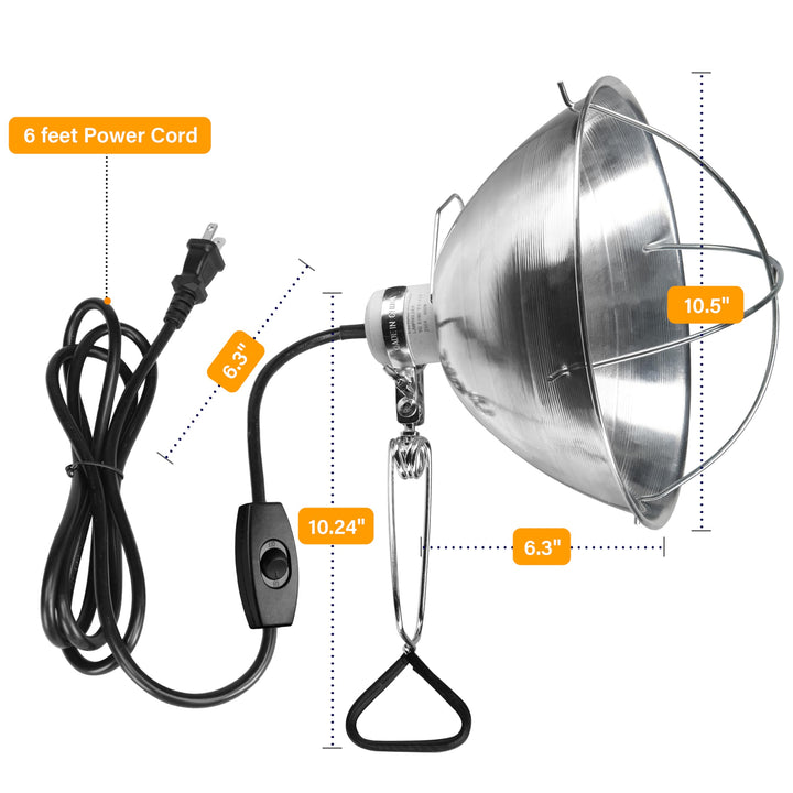 Simple Deluxe Adjustable Clamp Lamp with 10.5" Aluminum Reflector and Bulb Guard, 250W E26 Socket (Bulb Not Included), 6ft 18/2 SJT Cord Lamp Shade-250W 1 Pack