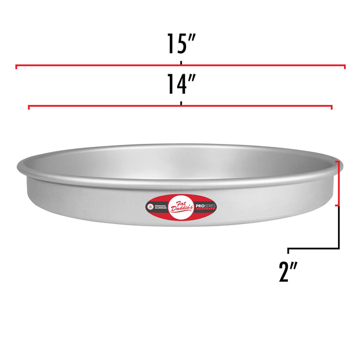 Fat Daddio's Anodized Aluminum Round Cake Pan, 14 x 2 Inch, Silver 2" Depth