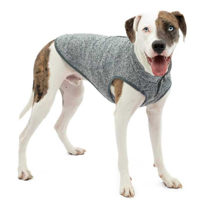 Kurgo Core Dog Sweater, Knit Dog Sweater With Fleece Lining, Cold Weather Pet Jacket, Zipper Opening for Harness, Adjustable Neck, Year-Round Sweater for Medium Dogs (Heather Black, Medium) Heather Black