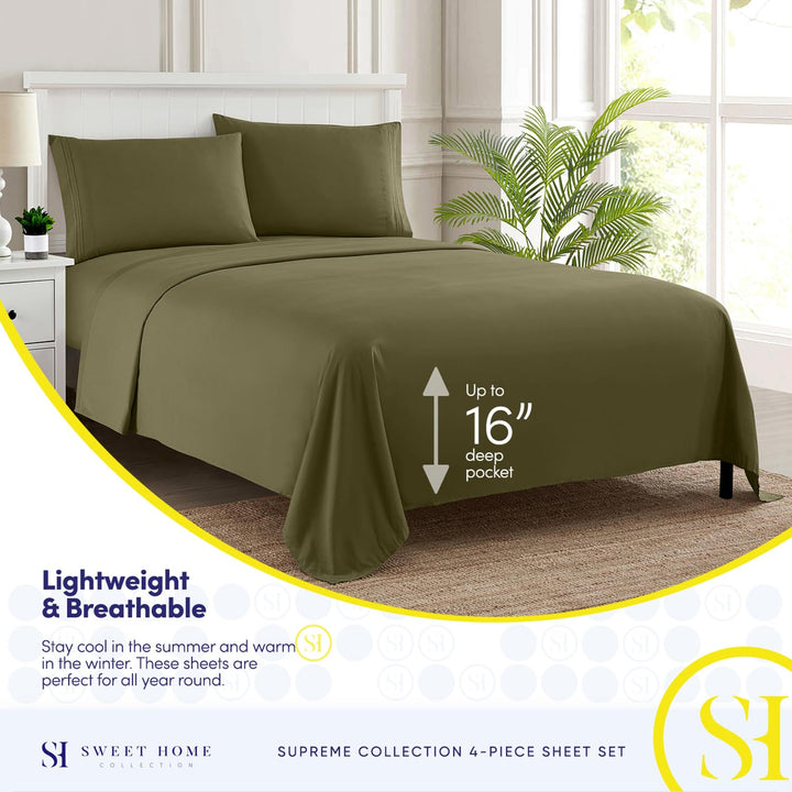 Full Size Sheet Sets - Breathable Luxury Sheets with Full Elastic & Secure Corner Straps Built In - 1800 Supreme Collection Extra Soft Deep Pocket Bedding Set, Sheet Set, Full, Taupe