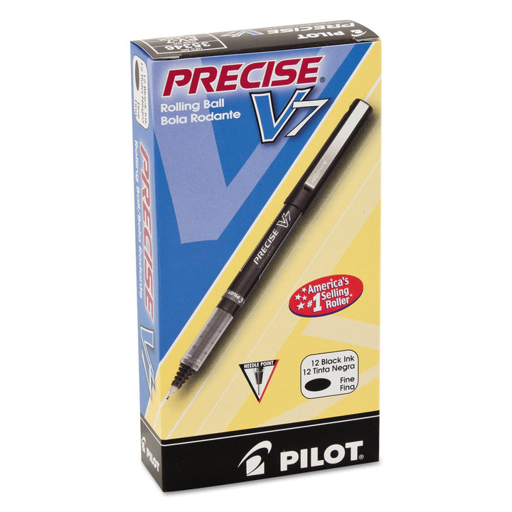 Pilot, Precise V7, Capped Liquid Ink Rolling Ball Pens, Fine Point 0.7 mm, Black, Pack of 12