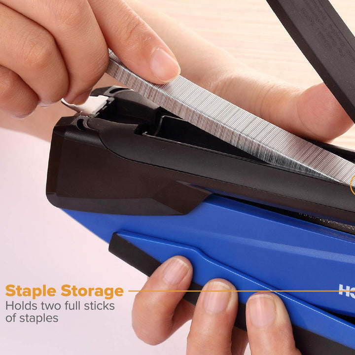 Bostitch Office InPower Spring-Powered Desktop Stapler, 20 Sheet Capcity, Built in Remover, Blue (1122)