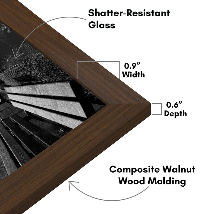 Americanflat 8x12 Picture Frame in Walnut - Engineered Wood Photo Frame with Shatter-Resistant Glass, Hanging Hardware, and Easel for Wall and Tabletop Display