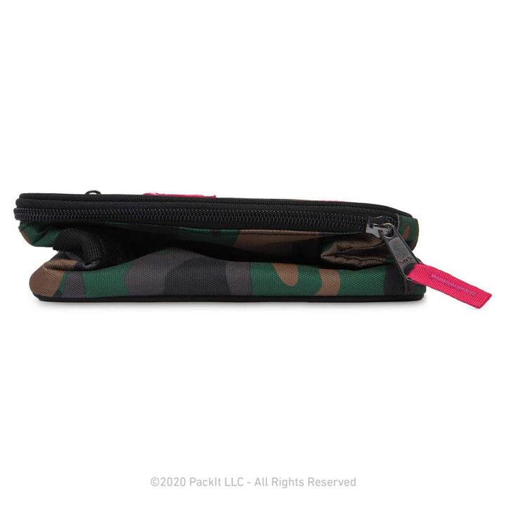 PackIt Freezable Classic Lunch Box, Camo Hot Pink, Built with EcoFreeze Technology, Collapsible, Reusable, Zip Closure With Zip Front Pocket and Buckle Handle, Designed for Lunches Camo with Hot Pink Trim