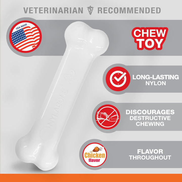 Nylabone Power Chew Classic Bone Chew Toy for Dogs, Durable Dog Toys for Aggressive Chewers, Bacon Flavor, Medium/Wolf - Up to 35 lbs. (1 Count) Medium/Wolf (1 Count)