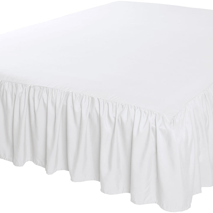 Basics Lightweight Ruffled Bed Skirt, Classic Style, Soft and Stylish 100% Microfiber With 16" Drop, Queen, Bright White, Solid