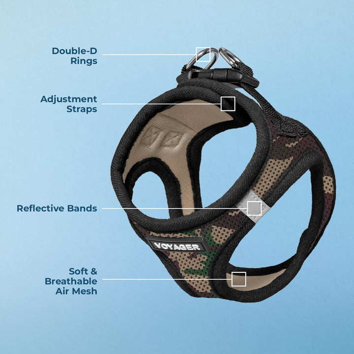 Voyager Step-In Air Dog Harness - All Weather Mesh Step in Vest Harness for Small and Medium Dogs by Best Pet Supplies - Army Base, XL Harness (Army/Black Trim) XL (Chest: 20.5 - 23")