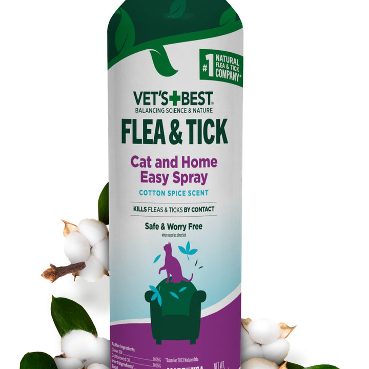 Vet’s Best Flea & Tick Flea and Tick Cat Easy Spray – Cotton Spice Scent – Natural Flea & Tick Prevention – Kills Fleas & Ticks for Cats – 14oz 14 oz