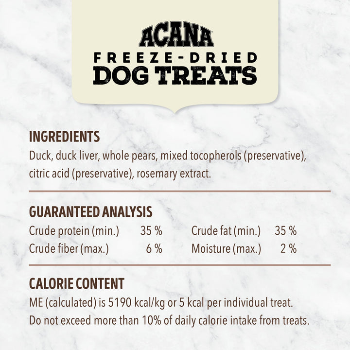 ACANA Singles Freeze Dried Dog Treats, Limited Ingredient Grain Free Duck & Pear Recipe, 3.25oz Freeze-Dried Treats 3.25 Ounce (Pack of 1)