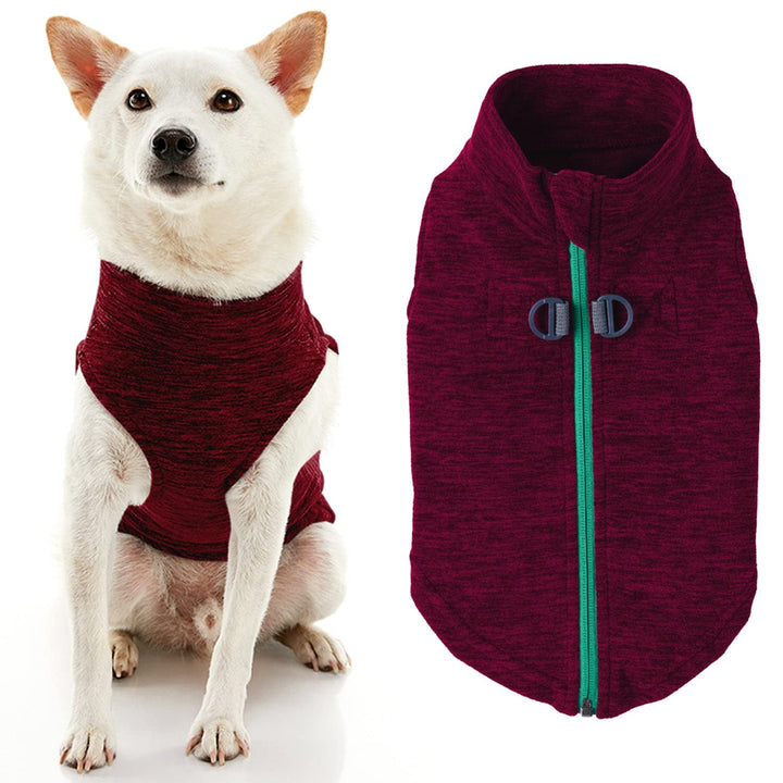 Gooby Zip Up Fleece Dog Sweater - Fuchsia Wash, X-Small - Warm Pullover Fleece Step-in Dog Jacket with Dual D Ring Leash - Winter Small Dog Sweater - Dog Clothes for Small Dogs Boy and Medium Dogs X-Small chest (~11")