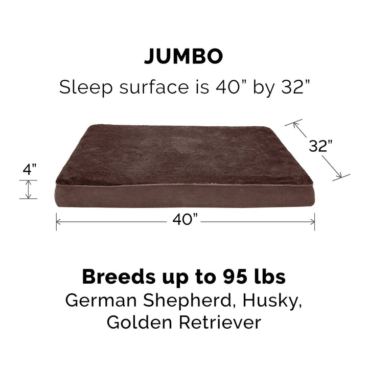 Furhaven Replacement Dog Bed Cover Terry & Suede Mattress, Machine Washable - Espresso, Jumbo (X-Large) Terry & Suede (Espresso) 40.0"L x 32.0"W x 0.3"Th Cover Only