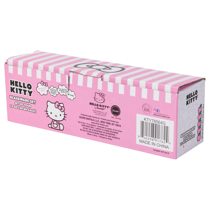 Silver Buffalo Sanrio Hello Kitty Summer Pool Floatie Glitter 4 Pack Mini Glass Set, 1.5 Ounces Hello Kitty Pool