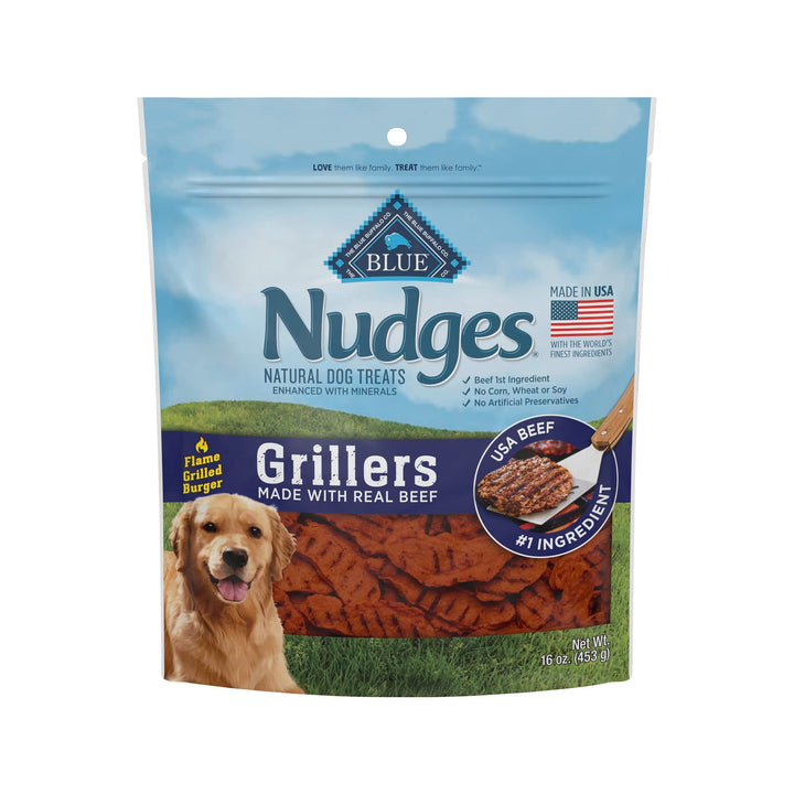 Blue Buffalo Nudges Grillers Natural Dog Treats, Beef, 16oz Bag