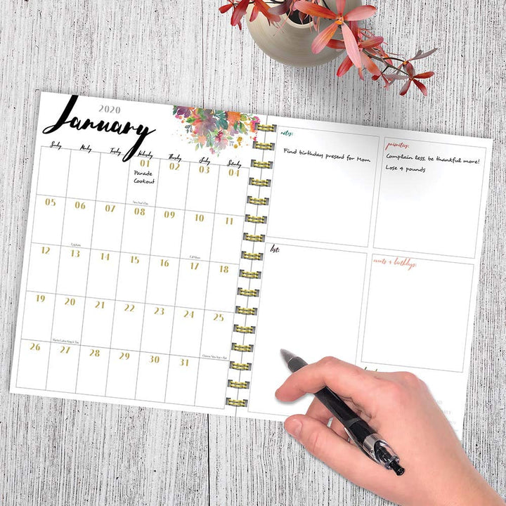 2020 Blush Strokes Medium Weekly Monthly Planner