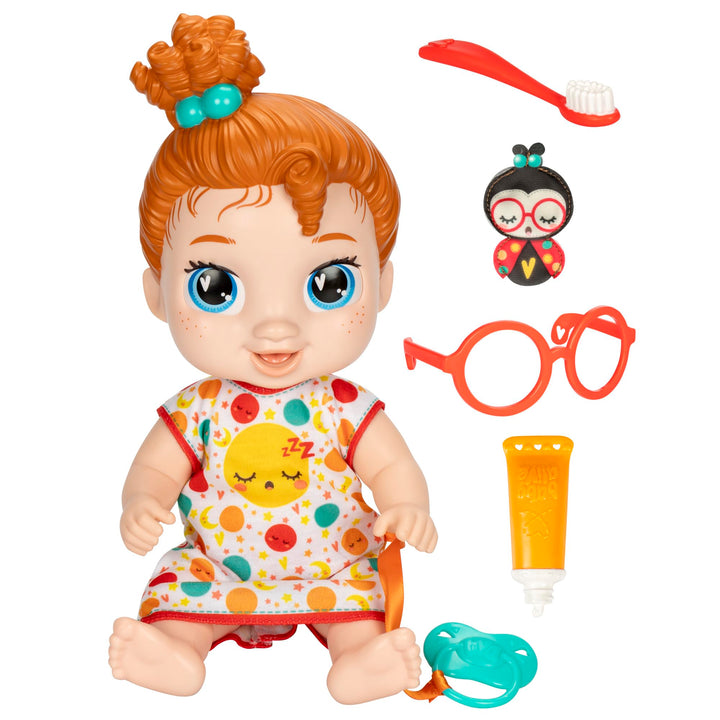 Baby Alive Lil Dreamer Dottie Doodle Sleepy Baby Doll Set, Red Hair, Fun Sleepover Theme, Preschool Toys for Girls & Boys 3 Years & Up