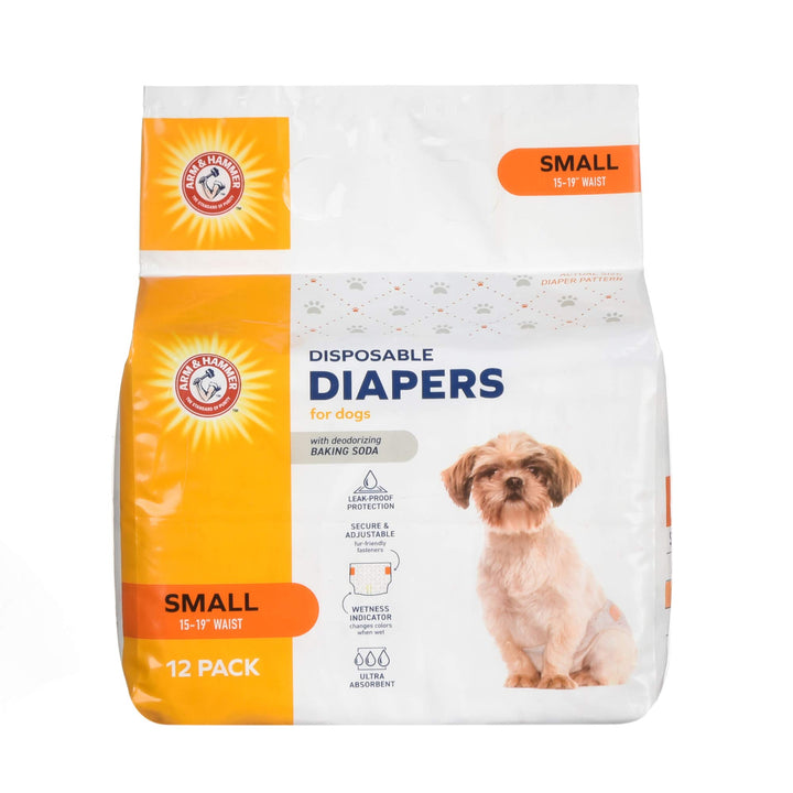 Arm & Hammer For Pets Male Dog Wraps, Medium 12 Ct | Ultra-Absorbent, Adjustable Male Dog Diapers with Leak-Proof Protection & Wetness Indicator | Arm & Hammer Baking Soda Enhanced for Odor Control Male Wraps Medium (12 Count)