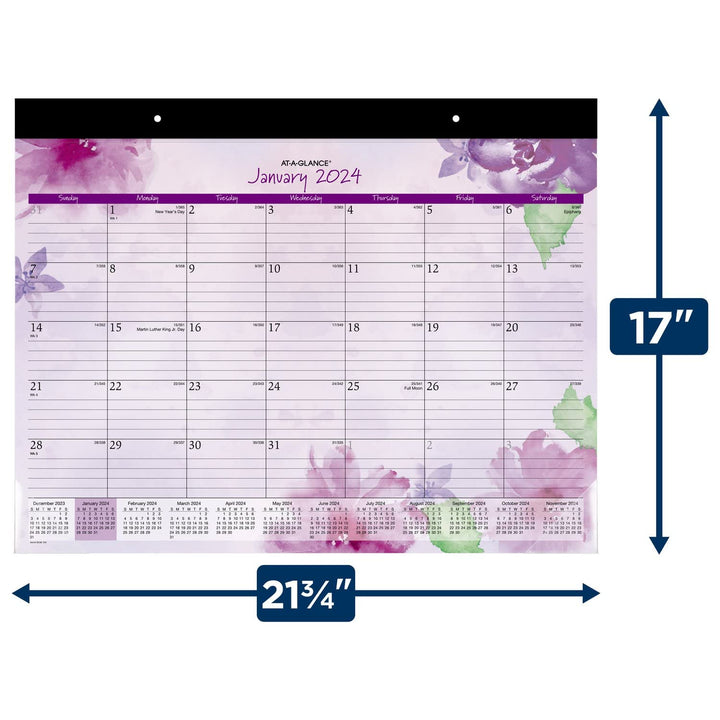 AT-A-GLANCE 2024 Desk Calendar, Monthly Desk Pad, 21-3/4" x 17", Standard, Beautiful Day (SK38-704-24) 2024 New Edition