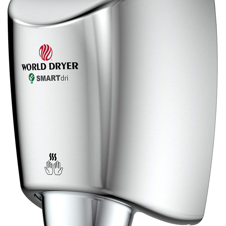 World Dryer K-972 SMARTdri High Efficiency Intelligent Automatic Hand Dryer in Polished Stainless Steel Multi-Port Nozzle, 110-120V