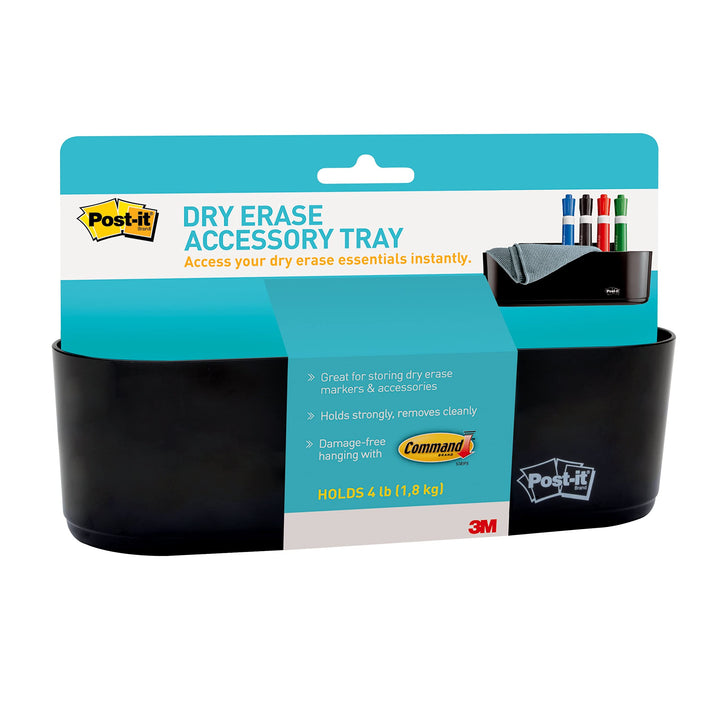 Post-it Dry Erase Accessory Tray, Black (DEFTRAY), 6" x 6.75" x 0.06"