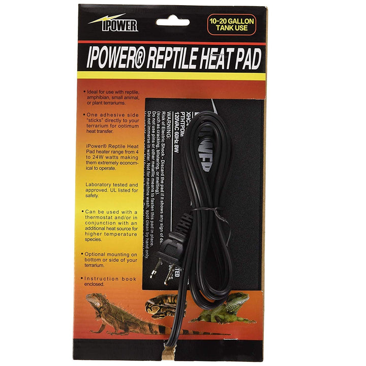 iPower 6 by 8-Inch 8 Watts Reptile Heating Mat with Temperature Controller Under Tank Warmer Terrarium Heat Pad for Reptiles and Amphibians, Black