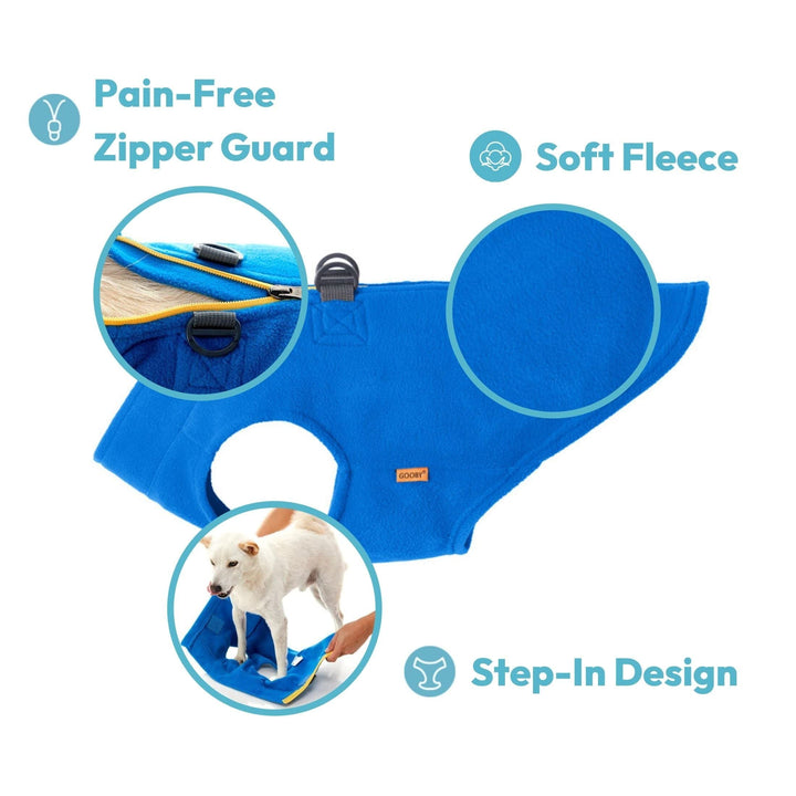 Gooby Zip Up Fleece Dog Sweater - Turquoise, X-Small - Warm Pullover Fleece Step-in Dog Jacket with Dual D Ring Leash - Winter Small Dog Sweater - Dog Clothes for Small Dogs Boy and Medium Dogs X-Small chest (~11")