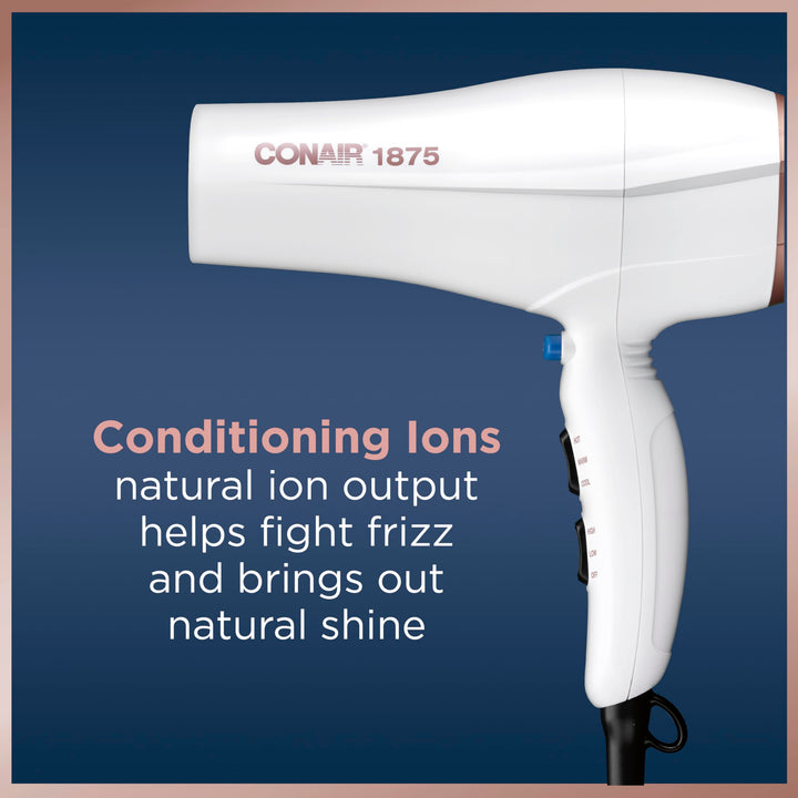 Conair Double Ceramic Hair Dryer with Diffuser | Blow Dryer with Ionic Conditioning | Includes Diffuser and Concentrator | Exclusive