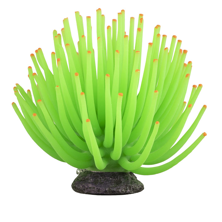 GloFish Anemone Ornament, Detailed Aquarium Ornament, Large Green, Creates A Glowing Effect