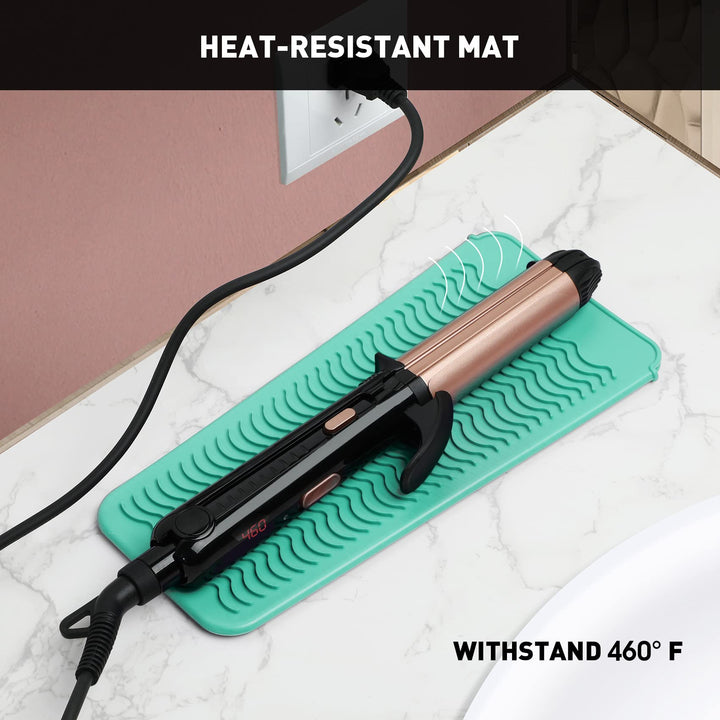 ZAXOP 2 Pack Heat Resistant Silicone Mat Pouch for Flat Iron, Curling Iron,Hair Straightener,Hair Curling Wands,Hot Hair Tools (Mintgreen-Mintgreen)