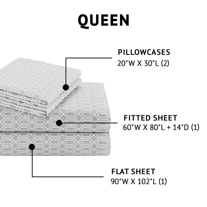 Comfort Spaces 100% Cotton Sheet Set Breathable, Lightweight, Soft with 14" Elastic Pocket Fits up to 16" Mattress, All Season Cozy Bedding, Matching Pillow Case, Queen Good Vibes 4 Piece