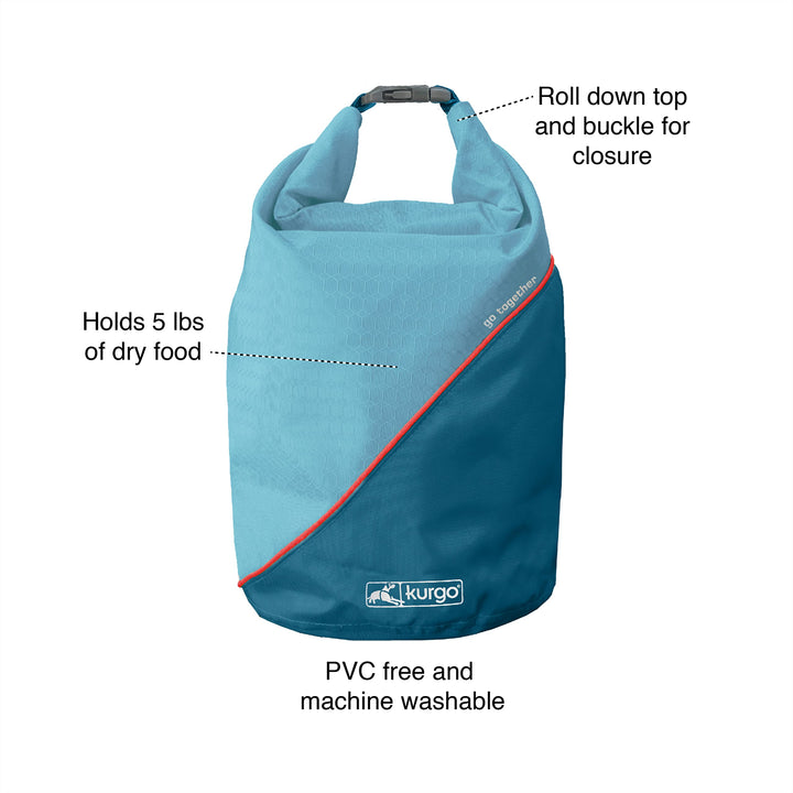 Kurgo Kibble Carrier for Dogs, Dog Food Travel Bag, Pet Food Travel Storage Container, Dog Travel Accessories for Camping, Easy to Clean, PVC Free, Foldable, Holds 5 Pounds (Navy Blue) Navy