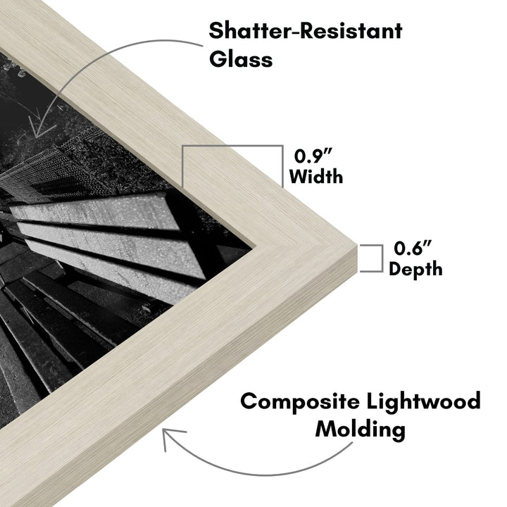 Americanflat 8x12 Picture Frame in Light Wood - Engineered Wood with Shatter Resistant Glass - Horizontal and Vertical Formats for Wall and Tabletop