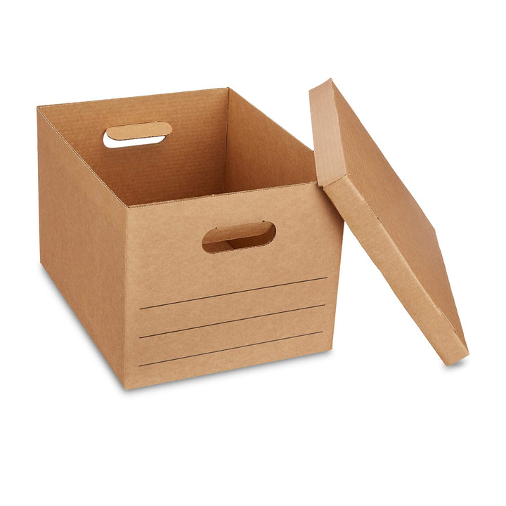 Basics Small Moving Boxes with Lid and Handles, 20 Pack, Brown, 15 x 10 x 12 inches