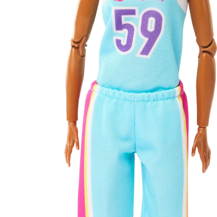 Barbie Careers Fashion Doll & Accessories, Made to Move Brunette Basketball Player Wearing Removable Uniform with Ball, 22 Bendable Joints