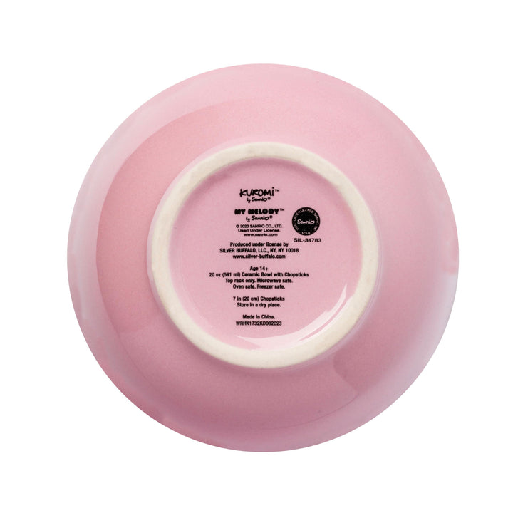 Silver Buffalo Sanrio My Melody And Kuromi Pastel Floral Pattern Ceramic Ramen Bowl with Chopsticks, 20 Ounces, Purple/Multi