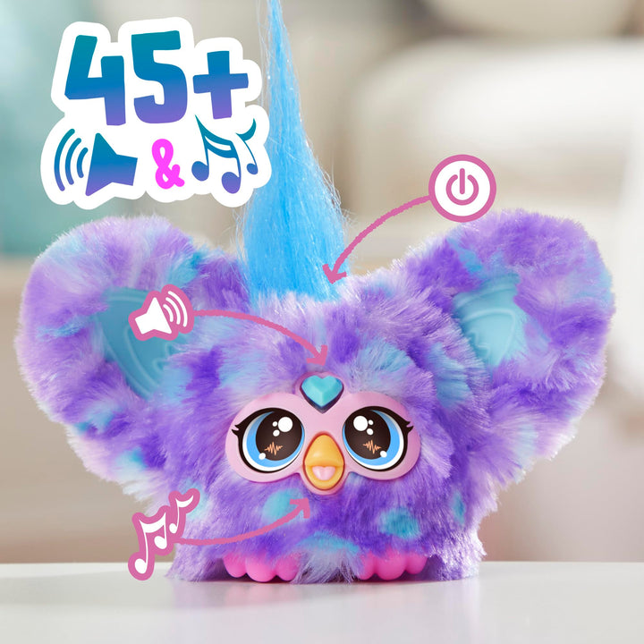 Furby Furblets Loo-Lay Mini Friend, 45+ Sounds & Music, Speaks Only Furbish, Electronic Plush Toys for 6 Year Olds & Up, Multicolor Loo-lay (Gamer Music)